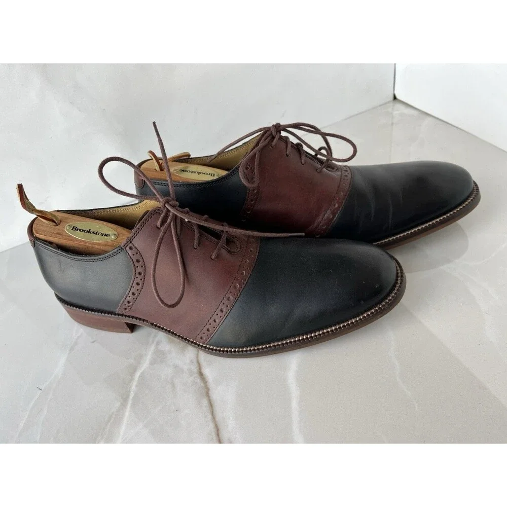 Cole Haan Men Williams Saddle Black Brown Leather Oxford Dress Shoes Sz 9 M
